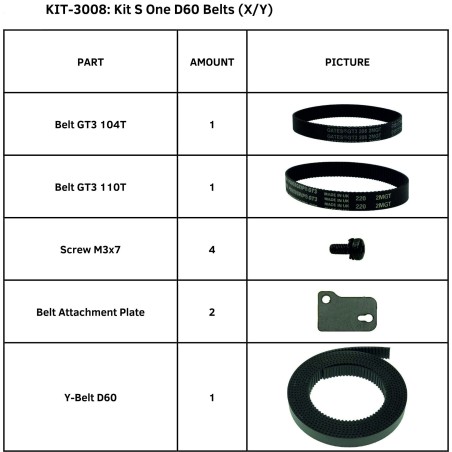 KIT S ONE D60 BELTS (X/Y)